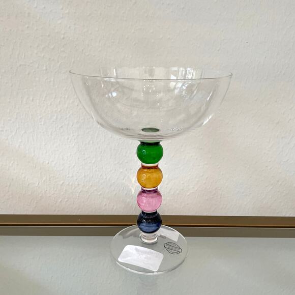 Multicolor Bubble Stemmed Glass Holiday Cocktail Champagne Glassware New - Picture 5 of 7